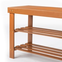 Bamboo Shoe Rack Bench 3 Tier Sturdy Entryway Bedroom Organizer Shelf Walnut