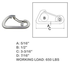 5/16″ Harness Clip Spring Gate Snap Hook Carabiner Hook Stainless Steel T316