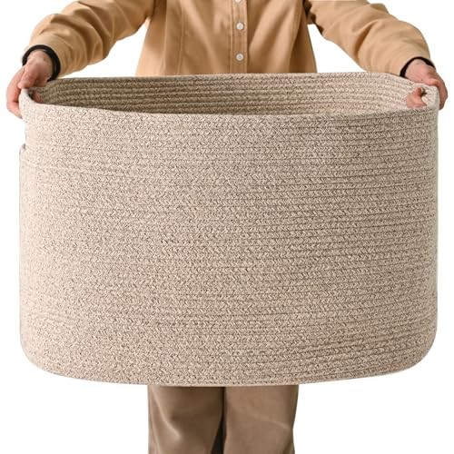 Large Storage Basket for Organizing, Blanket Basket for 25”x16”x16” Brown