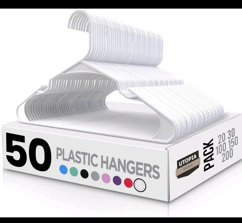 Plastic Hangers Light weight Space Saving Hangers 50 Pack Utopia Home