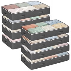 90L Under Bed Storage Containers, Large Capacity Underbed 8 Pack, Grey