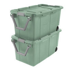 Sterilite Extra-Large Wheeled Industrial Storage Bin, 40 Gal Green, 2 Pack
