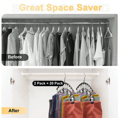 Clothes Hanger – Hanging Space-Saving Closet Organizer Curved Rack With 10 Clips