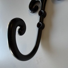 Set of 3 Black Metal Decorative Wall Hooks, Traditional Vintage Style