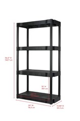 Hyper Tough 4 Tier Storage Shelving Plastic Heavy Duty Organizer Rack Black