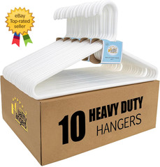 Quality White Plastic Hangers 10 Pack Super Heavy Duty Multipack for Clothes….
