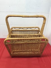 Wicker Magazine Newspaper Towel Holder Curved Two Section One Piece