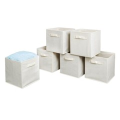 US 6pcs 11 inches High Quality Foldable Non-woven Fabrics Storage Boxes Beige