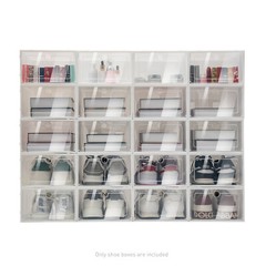 20Pcs Home Stackable Clear Plastic Transparent Shoe Box Storage Organizer
