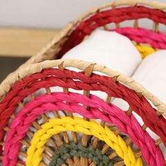 Wicker Storage Basket Water Hyacinth Woven Shelves Handle 9.1×7.5×7.5 Inch