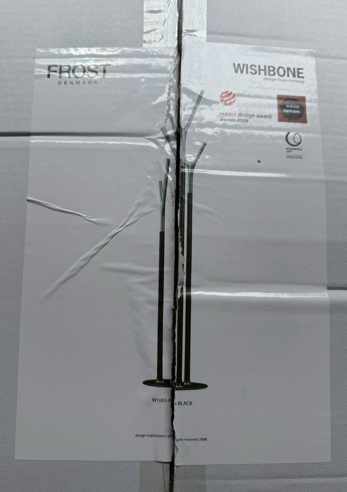 Frost Denmark Wishbone Coat Rack Hall Stand – Matte Black / Polished Chrome NIB