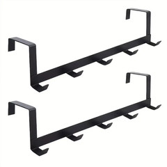 Heavy Duty Over Door Hook Rack 5 Hooks Adjustable Hanger for Coats Hats Towels