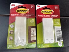 2pk-Command Picture Hanging Strips, Holds 16 lbs, Large, White 17206-ES, 4 Pairs