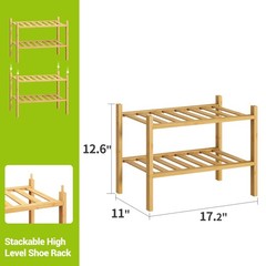 BMOSU 2-Tier Bamboo Small Shoe Small-2-Tier（17*11*12.6inches）, Natural