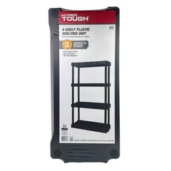 Hyper Tough 4 Tier Storage Shelving Plastic Heavy Duty Organizer Rack Black