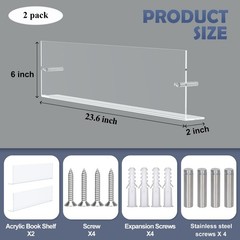 2 PCS 24 Inch Acrylic Magazine Holder Wall Mount Hanging Rack Brochure Clear