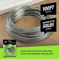 Picture Hanging Wire #5 50lbs 100-Feet Flexible Steel Wire 16 Gauge for Hang Up