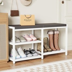 Comfortable Shoe Bench W/ Detachable Cushion Strong Storage Rack Entryway New