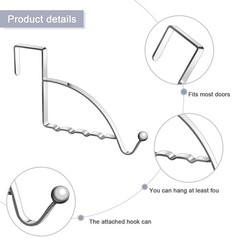4 Pcs Over The Door Hooks Hanger Closet Valet Hooks for Coats Clothes Robes Hats