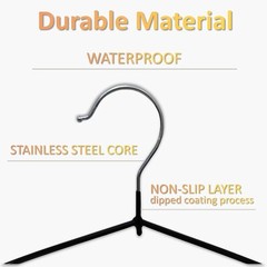 12 Heavy Duty Black Hangers for Coats, Pants & Dress Clothes, Non Slip Clothes H