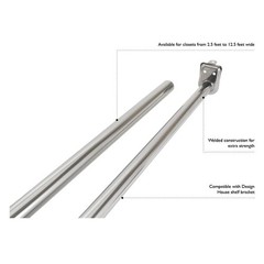 Design House Adjustable Closet Rod, Steel 40 in. to 72 in. L, Polished Chrome