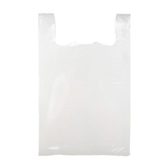 Large White Plastic T-Shirt Shopping Bags (Case of 500) – 18″ x 8″ x 30”