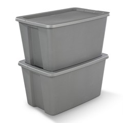 30 Gallon Stackable Plastic Storage Bin W/ Lid Integrated Handles Easy Carrying