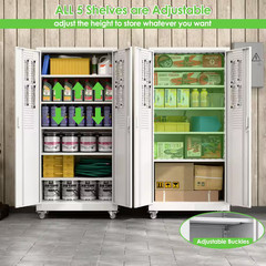 32 In. W X 71 In. H X 16 In. D Garage Storage Freestanding Cabinet with Pegboard