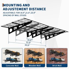 2pcs 2 x 6FT Garage Wall Shelving Wall Mounted Heavy Duty Shelving Easy Assembly