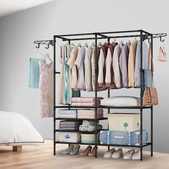 66 in Garment Rack Storage Closet Clothing on Wheels Hanging Clothes Heavy Duty