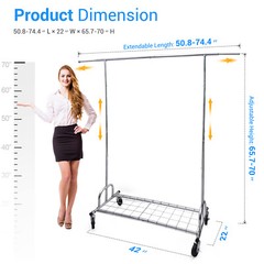 450lbs Garment Rack Clothes Rack Commercial Rolling Heavy Duty Clothing Hanger