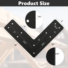 4 Pcs Black Alloy Steel Post to Beam L Shape Connector, 10*10 Inch, Powder Co…