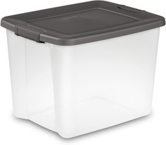6-Pack Shelftote, Clear Plastic Storage Bins with Lids, 50 Quart, Gray – Stackab