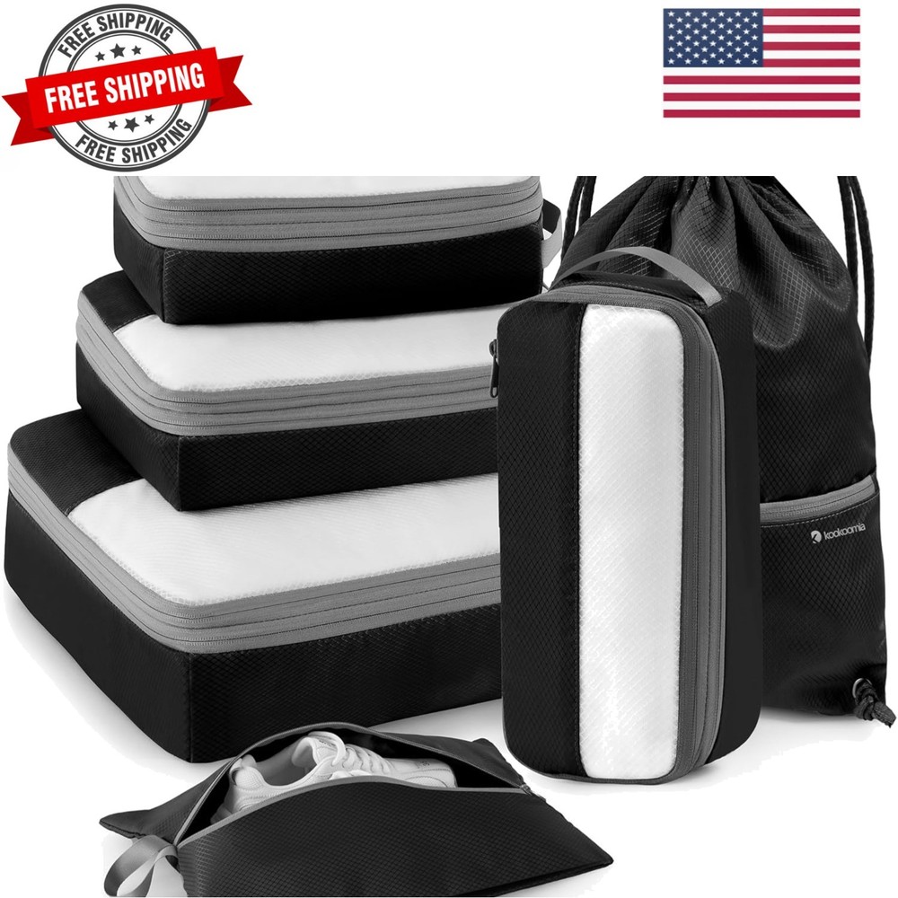 6 Set Compression Packing Cubes for Travel, Lightweight and Space-Saving Lugg…
