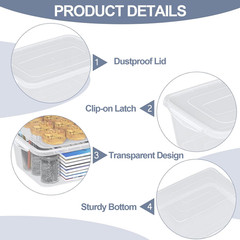 4 Pack Clear Latching Storage Bins – 14 Quart Plastic Containers with Lids