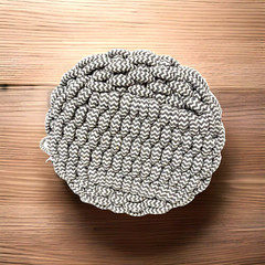 Project 62 Accent Gray Coiled Rope Fishtail Weave Basket W/Faux Leather Snap 8×9