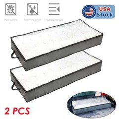 2Pcs Organizer Under the Bed Storage Box for Clothes Blankets Foldable Non-Woven