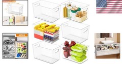 BPA-Free Stackable Clear Bins – 6 Count 11″ Bins for Kitchen & Home Organization