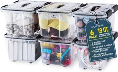 Stackable Storage Box Set – 6 Pieces 19 Quarts Multi-purpose,