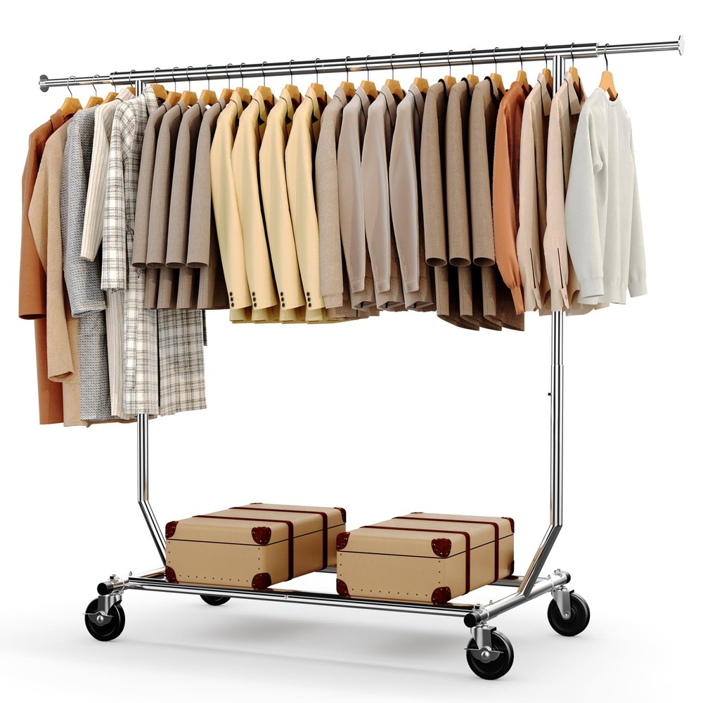Clothes Rack with Lockable Wheels Height Adjustable Clothing Rack Clothing Ra…