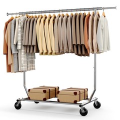 Clothes Rack with Lockable Wheels Height Adjustable Clothing Rack Clothing Ra…