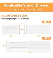 5 Pack Drawer Dividers for Clothes Adjustable From 11-17 Inches, White