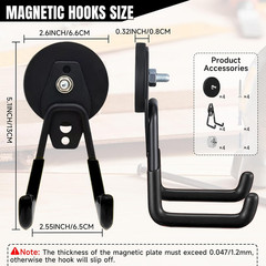4 Pack Magnetic Hooks Heavy Duty, 2.6” Large Strong Utility Magnet Hooks with A