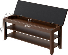 2-Tier Solid Wood Shoe Rack Bench with Flip-Top Storage | Entryway Bench with Cu