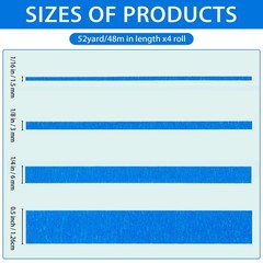 4 Rolls Fine Line Tape Blue 1/16 1/8 1/4 1/2 Inch Wide x 52 Yard Automotive