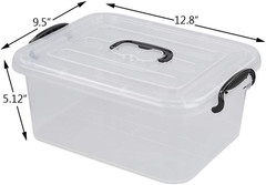 2-Pack 8L Clear Plastic Storage Boxes with Handle for Easy Organization