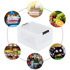 Idotry 4-Tire Clear Plastic Stackable Storage Bins Foldable Closet Organizer Box