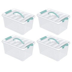 Idotry Stackable Plastic Tote Box Storage Containers Bin 14 Quart, Green Latches