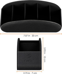 Remote Control Holder, 5 Compartments Vegan Leather TV Remoter Caddy Desktop Org