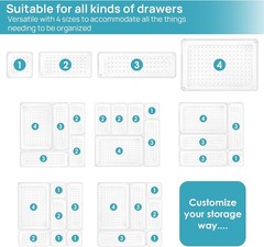 Clear Plastic Organizer Trays – 25-Piece Set in Four Sizes for Easy Living